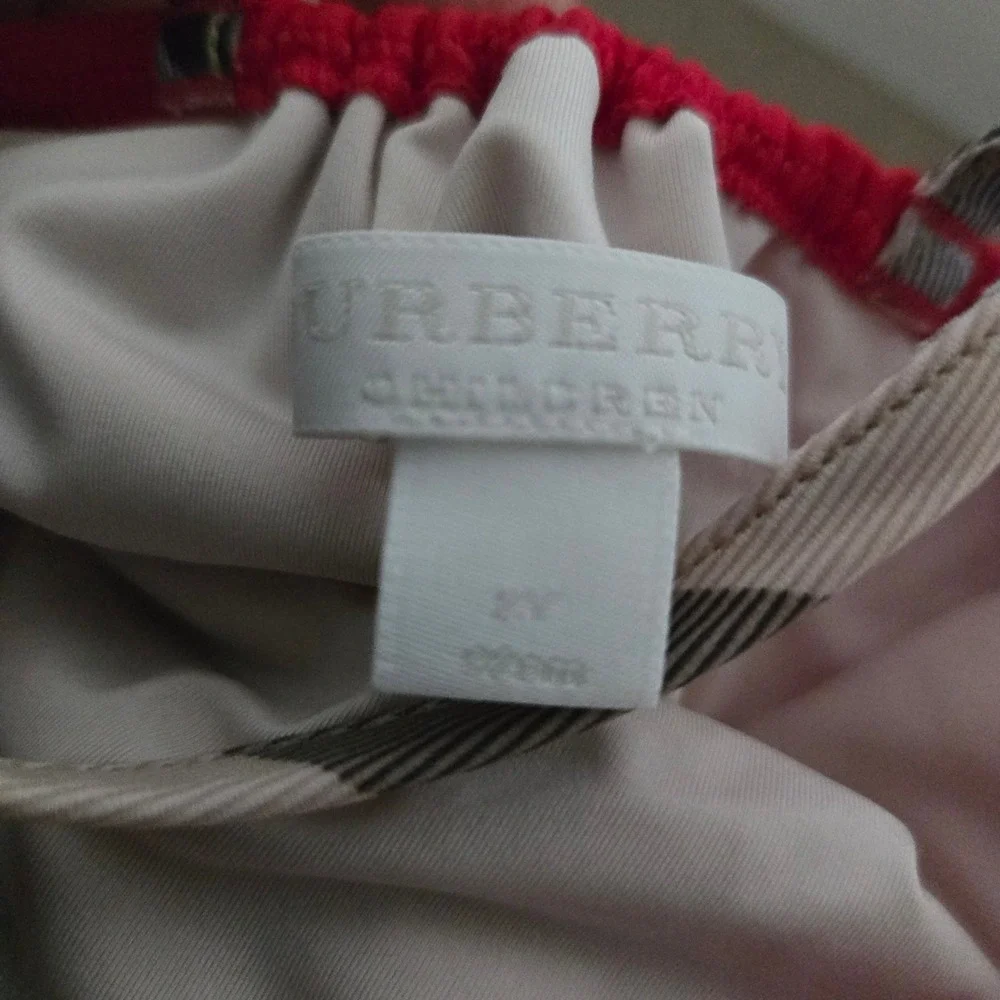 Burberry Red Swimsuit Girl's Toddler Size‎ 2Y Ruffle Detail Plaid Straps